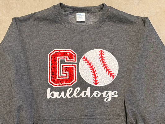 Go Bulldogs Baseball Applique Logo