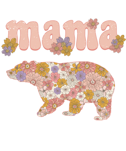 MaMa Bear Floral Distressed Logo
