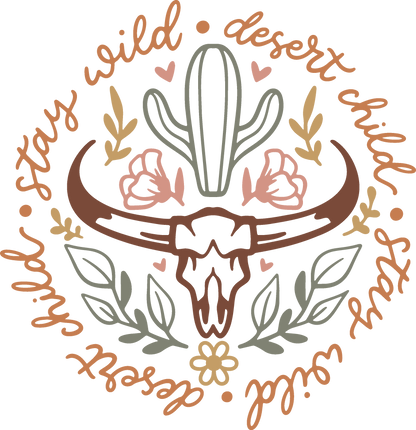 Bull And Cactus Stay Wild Desert Child Design