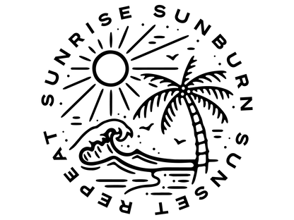 Sunrise Sunburn Sunset Repeat Black Logo
