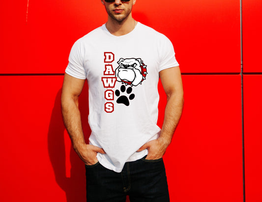 Vertical Dawgs Bulldogs Logo & Paw Trio