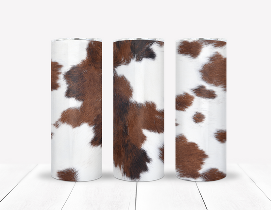 Brown & White Cow Print Tumbler
