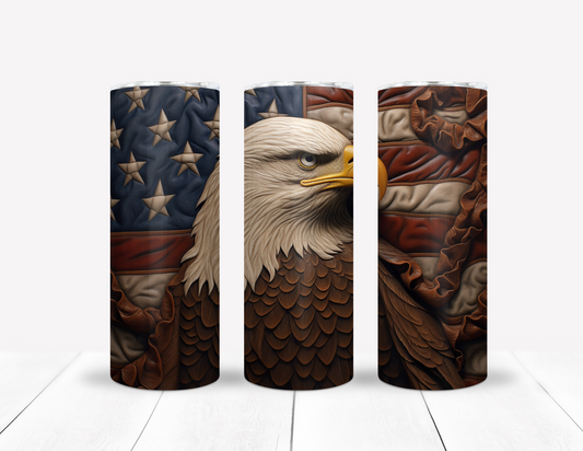 American Eagle Profile With US Flag Tumbler