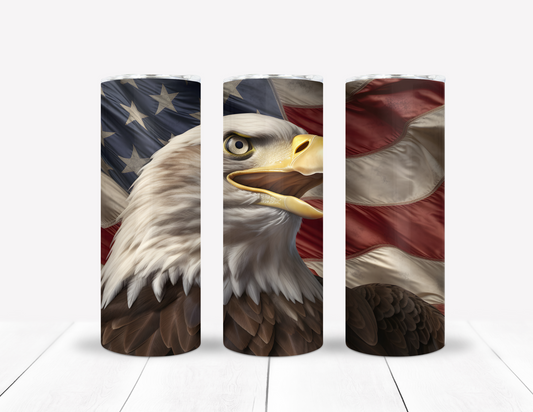 American Eagle Profile With  Flag Tumbler