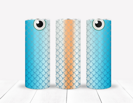Blue, White & Orange Fishing Lure Tumbler