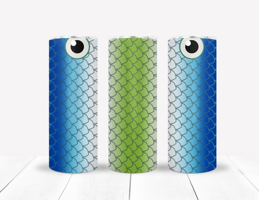 Blue, White & Dark Green Fishing Lure Tumbler