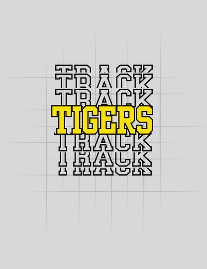 Tigers  Stacked In Black Track Tee