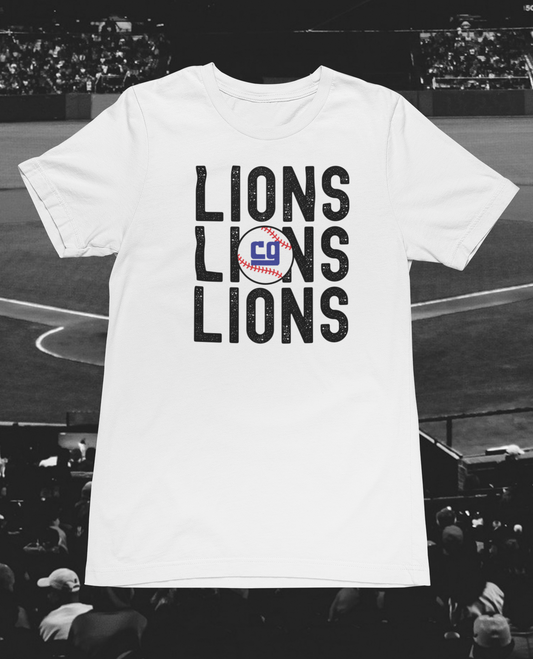 Lions Stacked Baseball Logo Tee