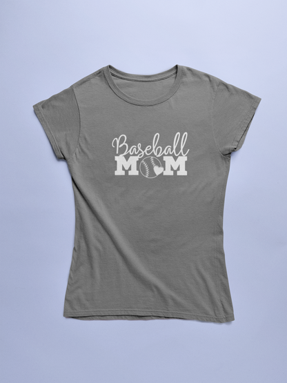 Baseball Mom White Logo Tee