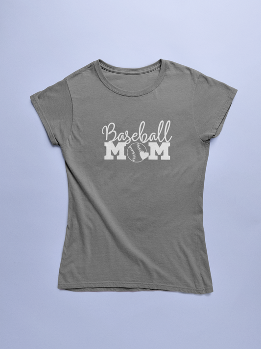 Baseball Mom White Logo Tee