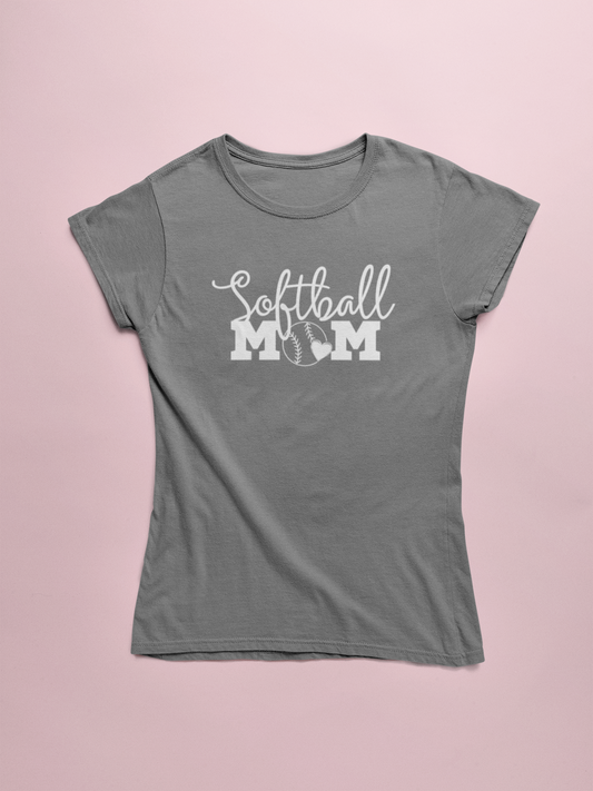 Softball Mom White Logo Tee