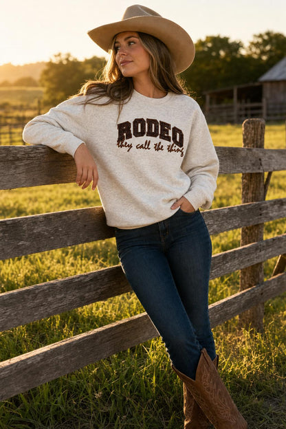RODEO- Embroidered Applique Sweatshirt
