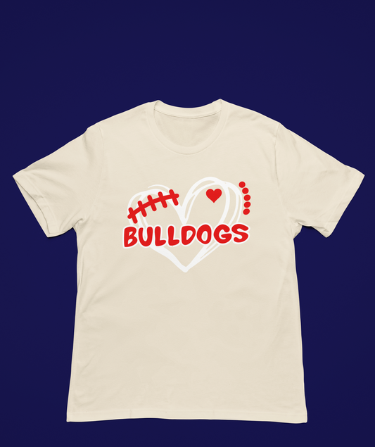 Bulldogs Football Heart In White!