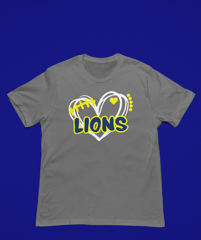 Lions Football Heart In White