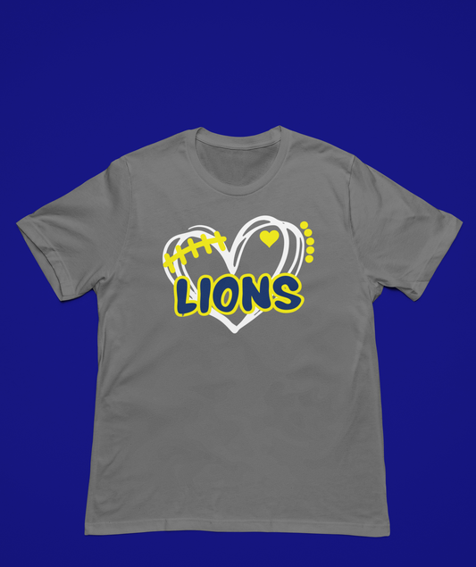 Lions Football Heart In White