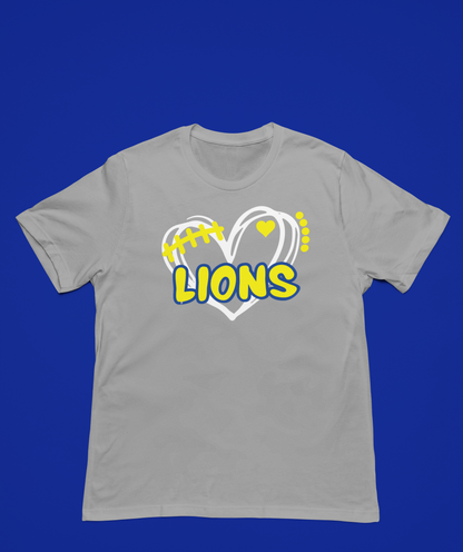 Lions Football Heart In White & Yellow!