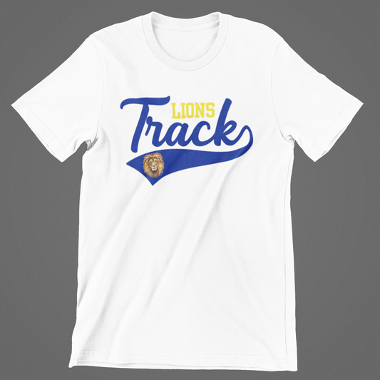 Lions Track Swoosh & Mascot Logo Tee