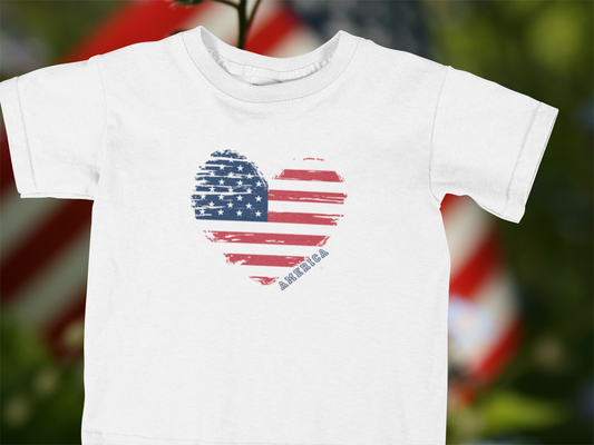 America Distressed Flag Heart Logo