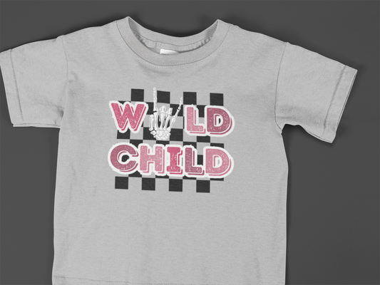 Wild Child In Pink Checkered Logo