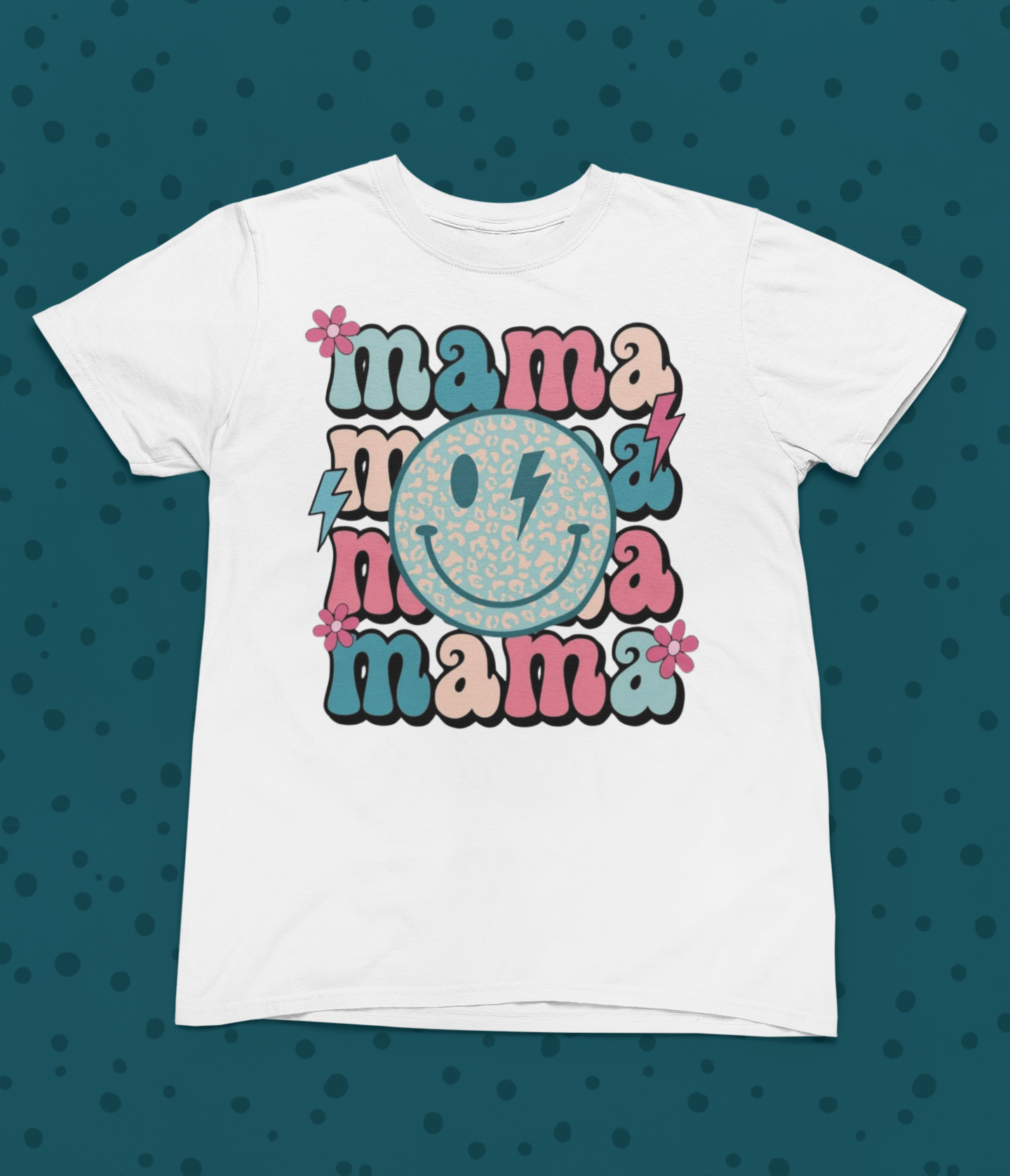 Stacked Mama Smiley Logo Tee