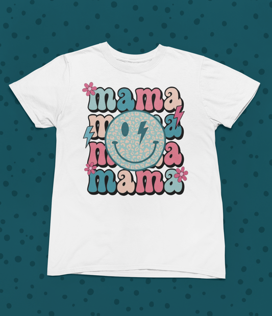 Stacked Mama Smiley Logo Tee