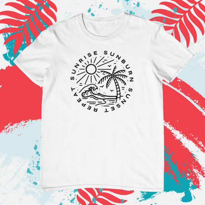 Sunrise Sunburn Sunset Repeat Black Logo