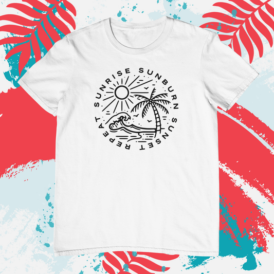 Sunrise Sunburn Sunset Repeat Black Logo