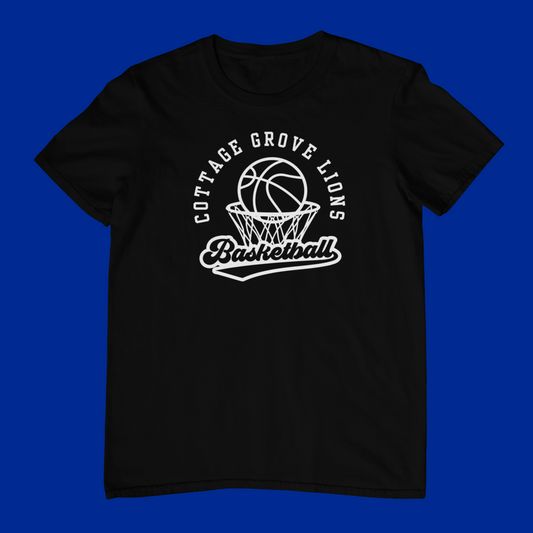 Cottage Grove Lions Retro White Basketball Logo