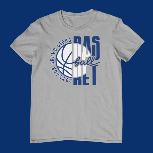 Cottage Grove Lions Blue & White Basketball Logo