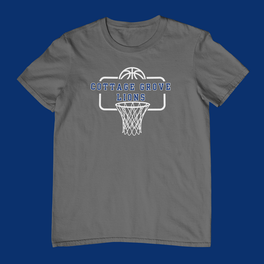 Cottage Grove Lions Blue & White Basketball Hoop Logo