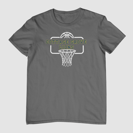 Cottage Grove Lions Blue & Gold Basketball Hoop Logo