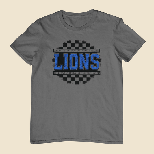 Round Checkered Lions Design