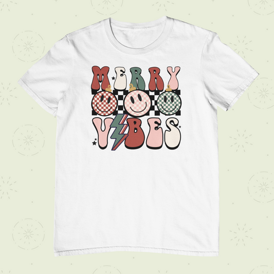 Retro Groovy Merry Vibes Christmas Logo