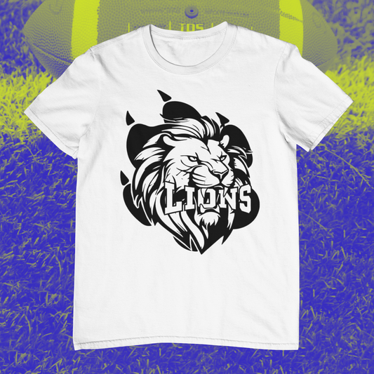 Black & White Lion & Paw Print Mascot Graphic!