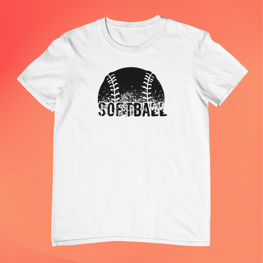 Black Softball Distressed Logo
