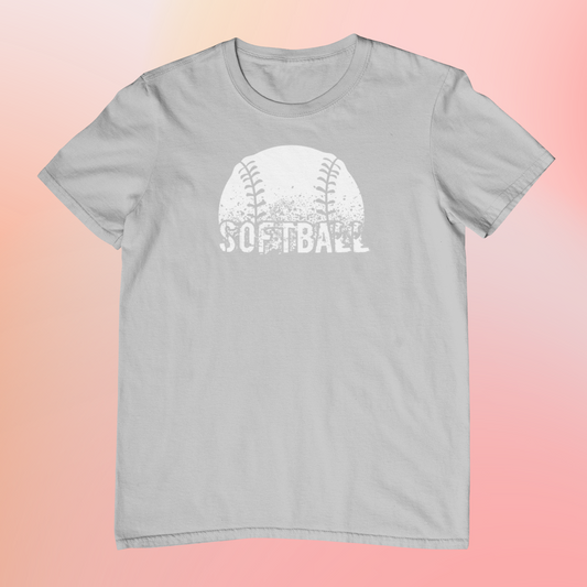 White Softball Distressed Logo