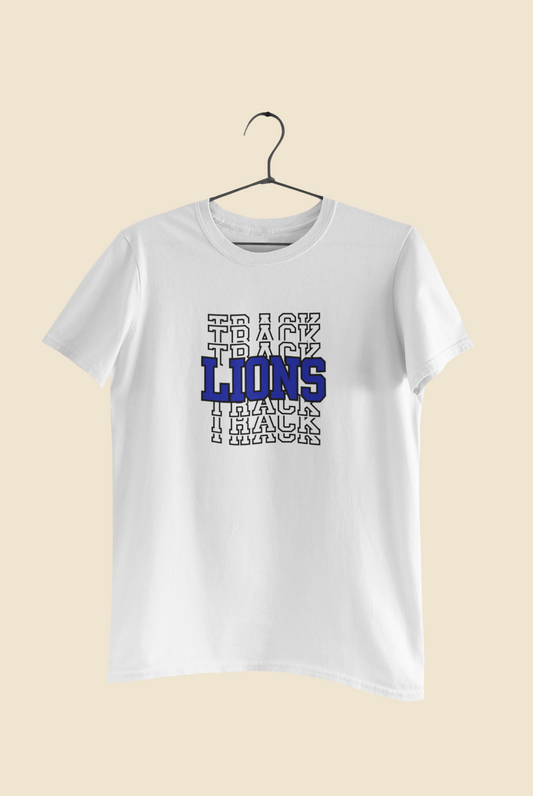 Lions Stacked In Black Track Tee
