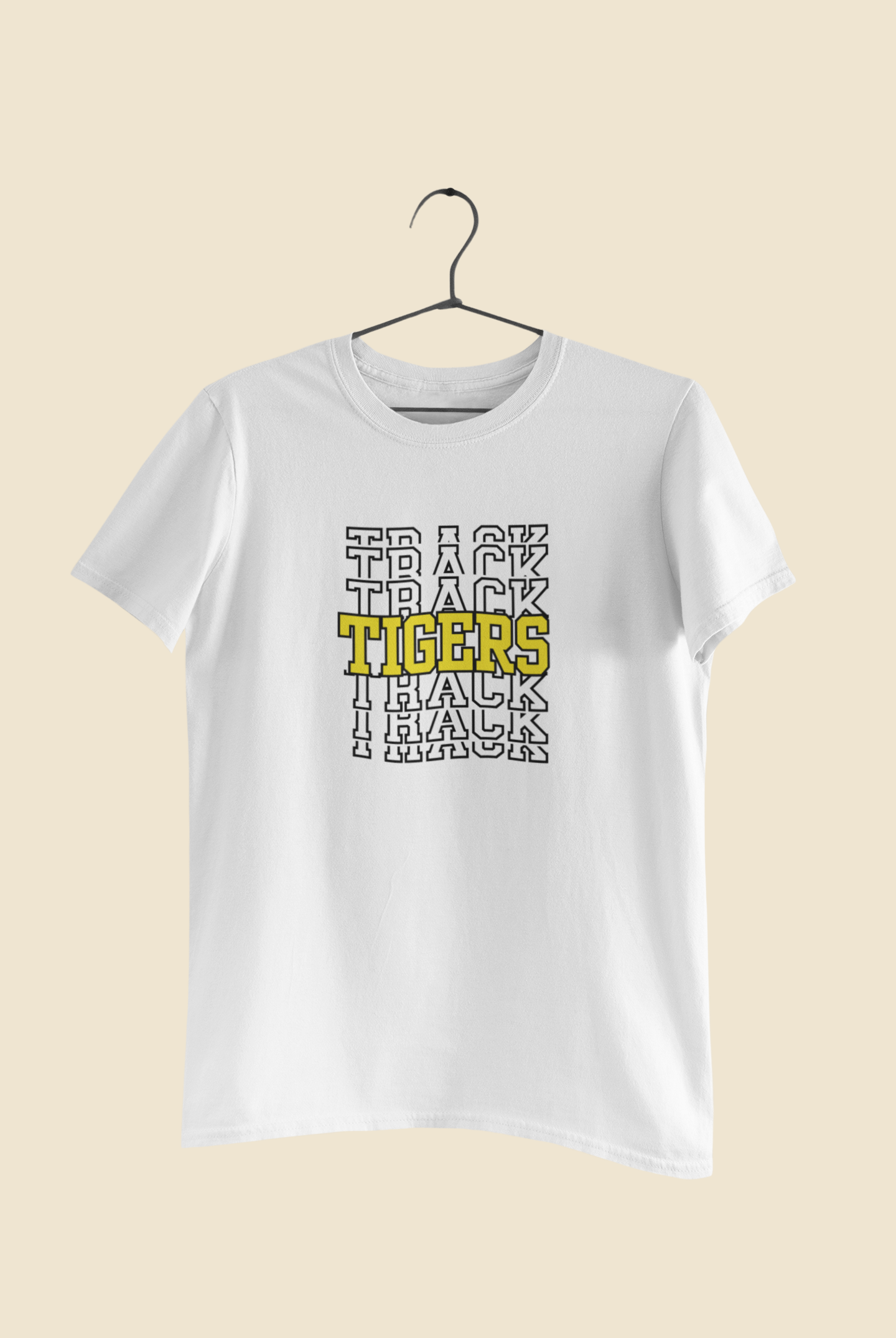 Tigers  Stacked In Black Track Tee